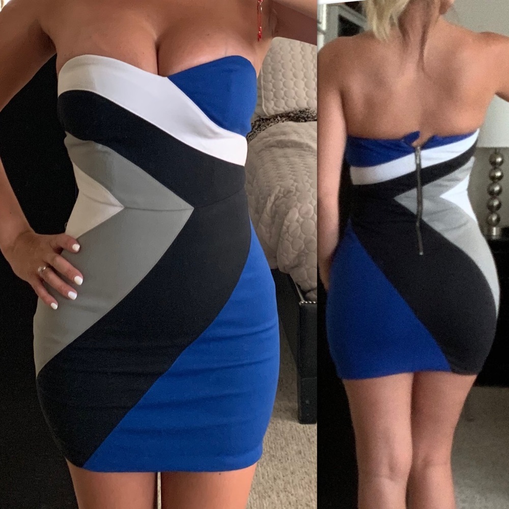 Blue black and white bcbgeneration dress